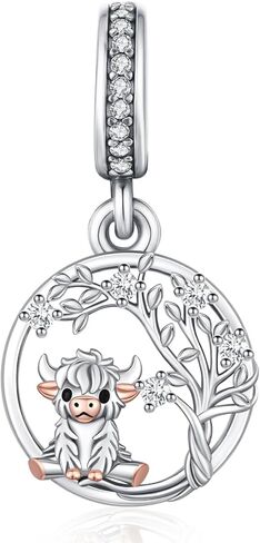 Highland Cow Charm for Bracelet Cow Bead Charms 925 Sterling Silver Highland Cow Gift for Necklace Jewelry for Girls Women Cow lover in Kuwait