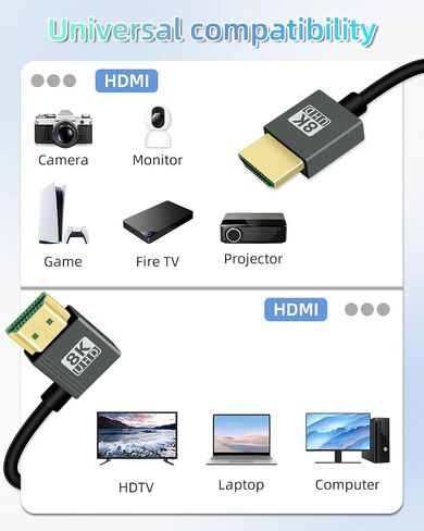 8K الزاوية اليسرى كابل ملفوف HDMI 3ft ، 90 درجة HDMI قصيرة إلى كابل HDMI ، Spring spiral HDMI 2.1 كابل 8K@60Hz ، 48 جيجابت في الثانية ، للكاميرا/التلفزيون/الالتقاط/الكمبيوتر اللوحي in Kuwait