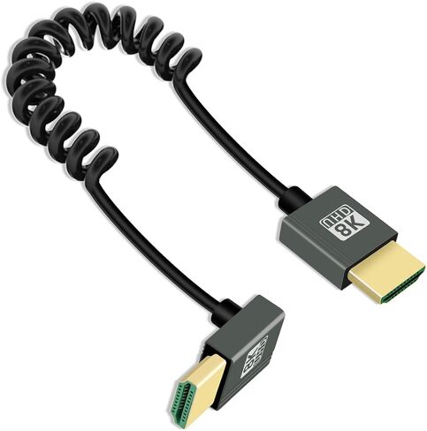 8K الزاوية اليسرى كابل ملفوف HDMI 3ft ، 90 درجة HDMI قصيرة إلى كابل HDMI ، Spring spiral HDMI 2.1 كابل 8K@60Hz ، 48 جيجابت في الثانية ، للكاميرا/التلفزيون/الالتقاط/الكمبيوتر اللوحي in Kuwait