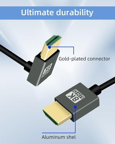 8K الزاوية اليسرى كابل ملفوف HDMI 3ft ، 90 درجة HDMI قصيرة إلى كابل HDMI ، Spring spiral HDMI 2.1 كابل 8K@60Hz ، 48 جيجابت في الثانية ، للكاميرا/التلفزيون/الالتقاط/الكمبيوتر اللوحي in Kuwait