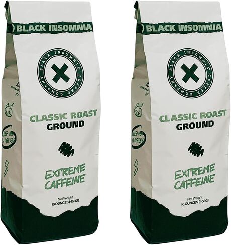 Black Insomnia Extreme Caffeine Coffee - World's Strongest Highly Caffeinated Coffee - Classic Roast Ground - 1lb in Saudi Arabia