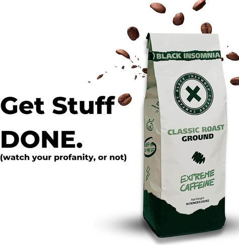 Black Insomnia Extreme Caffeine Coffee - World's Strongest Highly Caffeinated Coffee - Classic Roast Ground - 1lb in Saudi Arabia
