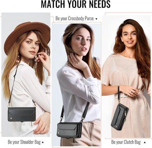 بالنسبة إلى حالة iPhone 16 Pro Max ، فإن Women Men Multi-Function Wallet Case with Stand RFID يتميز بسحاب مغناطيسي يشمل حزام معصم حزام الكتف (الأرجواني) in Kuwait