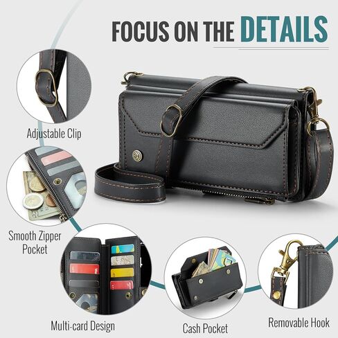 بالنسبة إلى حالة iPhone 16 Pro Max ، فإن Women Men Multi-Function Wallet Case with Stand RFID يتميز بسحاب مغناطيسي يشمل حزام معصم حزام الكتف (الأرجواني) in Kuwait