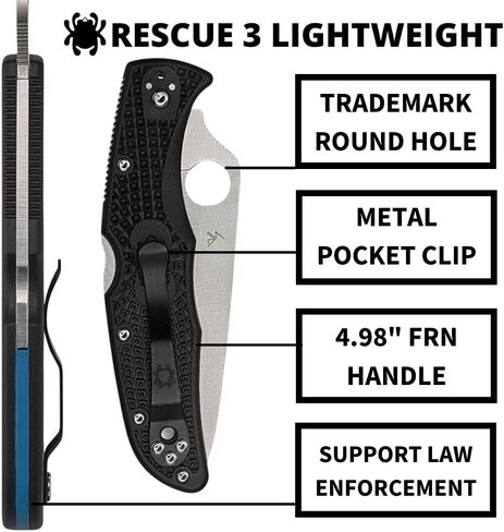 スパイダルコ (Spyderco) レスキュー ブラック 波刃 c14fsbk 全長: 211mm in Kuwait