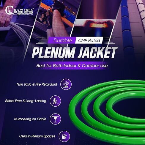 Newyork Cables Cat6a Plenum Cable 1000ft - Certified 100% Solid Pure Copper CAT6 A Ethernet Cable – 23 AWG, 750 MHz, PoE++ - Unshielded Twisted Pair - Cat 6a 10 GB High Speed for Networking & Gaming in Kuwait