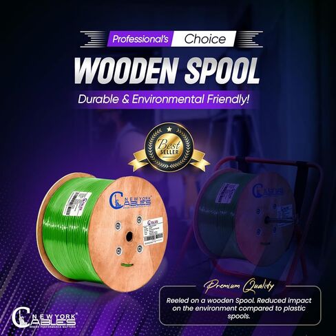 Newyork Cables Cat6a Plenum Cable 1000ft - Certified 100% Solid Pure Copper CAT6 A Ethernet Cable – 23 AWG, 750 MHz, PoE++ - Unshielded Twisted Pair - Cat 6a 10 GB High Speed for Networking & Gaming in Kuwait