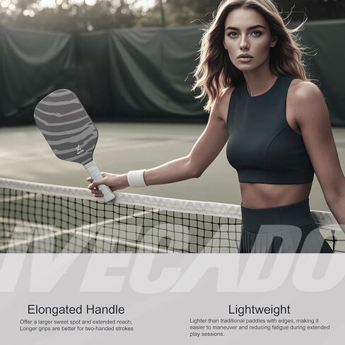 2024 IVECADO Pickleball مجداف بدون حواف من ألياف الكربون الحرارية مضارب كرة مخلل شكل ممدود 16 مللي متر قرص العسل الأساسي للرجال والنساء in Saudi Arabia