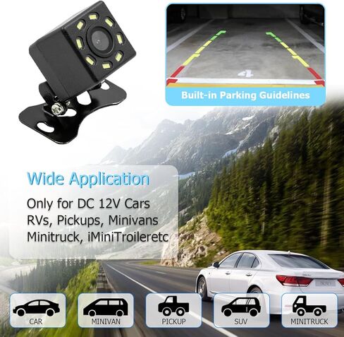 كاميرا النسخ الاحتياطي للسيارة Mandark ، Ultra HD 12 LED Vision Vision View Camera Camera View Camera ، و 170 درجة من إكسسوارات الكاميرا العكسية للسيارة العكسية ، Universal for RV ، سيارات الدفع الرباعي ، الشاحنة in Kuwait