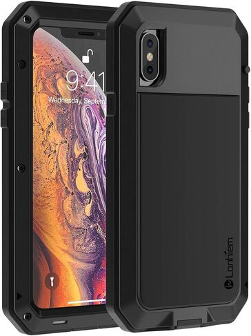 Lanhiem for iPhone 16 Pro Max Case, Metal Heavy Duty Shockproof Tough Rugged Case with Built-in Glass Screen Protector, 360 Full Body DustProof Strong Protective Phone Case for 16 Pro Max 6.9", Black in Kuwait