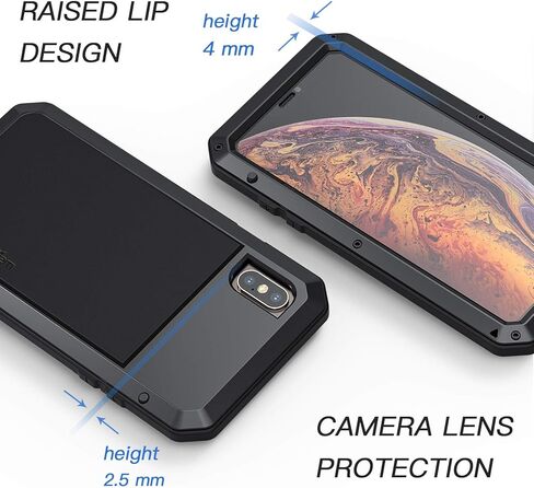 Lanhiem for iPhone 16 Pro Max Case, Metal Heavy Duty Shockproof Tough Rugged Case with Built-in Glass Screen Protector, 360 Full Body DustProof Strong Protective Phone Case for 16 Pro Max 6.9", Black in Kuwait