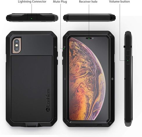 Lanhiem for iPhone 16 Pro Max Case, Metal Heavy Duty Shockproof Tough Rugged Case with Built-in Glass Screen Protector, 360 Full Body DustProof Strong Protective Phone Case for 16 Pro Max 6.9", Black in Kuwait
