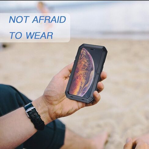 Lanhiem for iPhone 16 Pro Max Case, Metal Heavy Duty Shockproof Tough Rugged Case with Built-in Glass Screen Protector, 360 Full Body DustProof Strong Protective Phone Case for 16 Pro Max 6.9", Black in Kuwait