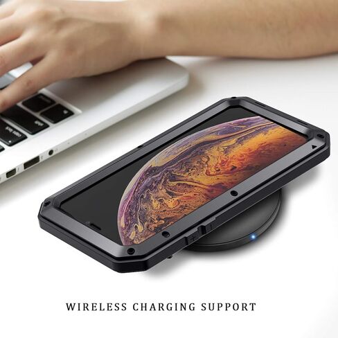 Lanhiem for iPhone 16 Pro Max Case, Metal Heavy Duty Shockproof Tough Rugged Case with Built-in Glass Screen Protector, 360 Full Body DustProof Strong Protective Phone Case for 16 Pro Max 6.9", Black in Kuwait