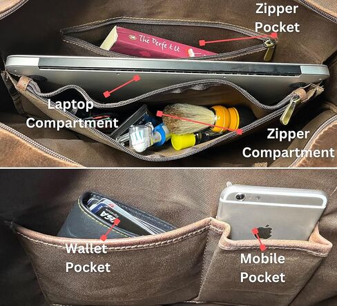 حقيبة دفل جلدية للرجال - حقيبة سفر ليلية في عطلة نهاية الأسبوع مع مقصورتين للأحذية - حقيبة حمل أسفل مقعد الطائرة من راستيك تاون in Kuwait