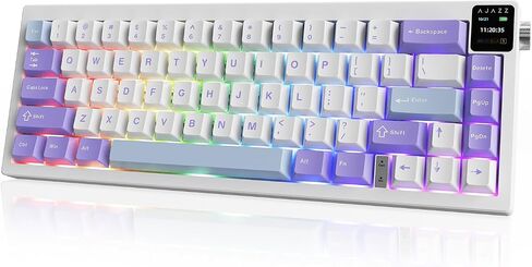 Ajazz AK650 65 ٪ تخطيط لوحة مفاتيح ميكانيكية للألعاب الساخنة ، 0.85 "TFT عرض | مقبض | Wired | Wireless 2.4g | Bluetooth 5.1 | 5000mah بطارية | جنوب مواجهة RGB in Kuwait