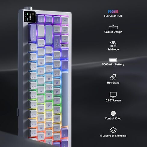 Ajazz AK650 65 ٪ تخطيط لوحة مفاتيح ميكانيكية للألعاب الساخنة ، 0.85 "TFT عرض | مقبض | Wired | Wireless 2.4g | Bluetooth 5.1 | 5000mah بطارية | جنوب مواجهة RGB in Kuwait