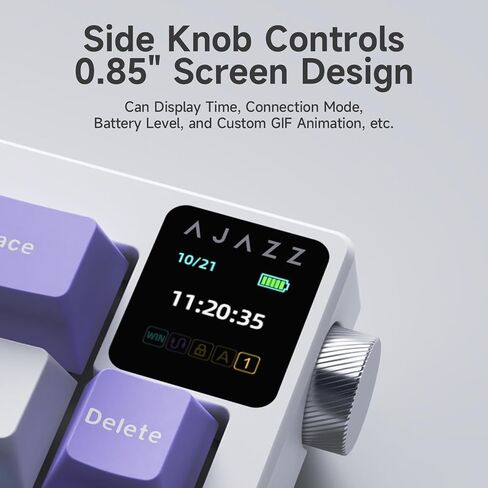Ajazz AK650 65 ٪ تخطيط لوحة مفاتيح ميكانيكية للألعاب الساخنة ، 0.85 "TFT عرض | مقبض | Wired | Wireless 2.4g | Bluetooth 5.1 | 5000mah بطارية | جنوب مواجهة RGB in Kuwait