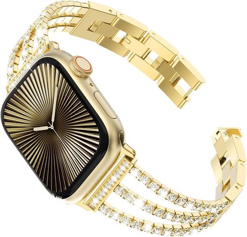 FULLIFE Compatible with Apple Watch Bands for Women, Crystal Diamond Bling Metal Link Bracelet Steel Strap Apple Watch Series 10 42mm, 9/8/7 41mm, SE2/SE/6/5/4 40mm iWatch, 3/2/1 38mm (Silver) in Saudi Arabia