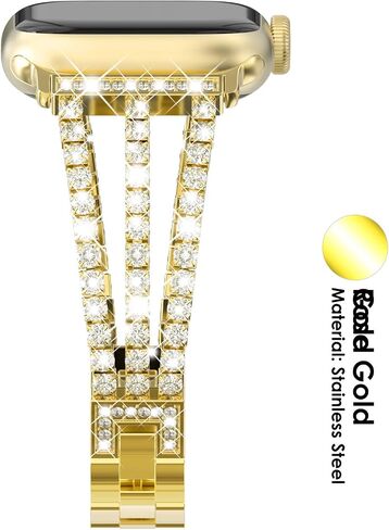 FULLIFE Compatible with Apple Watch Bands for Women, Crystal Diamond Bling Metal Link Bracelet Steel Strap Apple Watch Series 10 42mm, 9/8/7 41mm, SE2/SE/6/5/4 40mm iWatch, 3/2/1 38mm (Silver) in Saudi Arabia