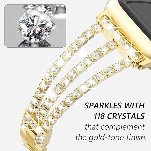 FULLIFE Compatible with Apple Watch Bands for Women, Crystal Diamond Bling Metal Link Bracelet Steel Strap Apple Watch Series 10 42mm, 9/8/7 41mm, SE2/SE/6/5/4 40mm iWatch, 3/2/1 38mm (Silver) in Saudi Arabia