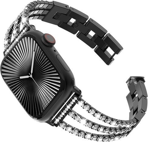 Fullife متوافق مع نطاقات Apple Watch للنساء ، Crystal Diamond Bling Metal Link Bracelet Steel Strap Series Apple Watch Series 10 42mm ، 9/8/7 41mm ، SE2/SE/6/5/4 40 مم IWATCH ، 3/2/1 38 مم (الفضة ) in Kuwait