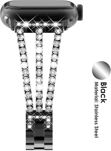 Fullife متوافق مع نطاقات Apple Watch للنساء ، Crystal Diamond Bling Metal Link Bracelet Steel Strap Series Apple Watch Series 10 42mm ، 9/8/7 41mm ، SE2/SE/6/5/4 40 مم IWATCH ، 3/2/1 38 مم (الفضة ) in Kuwait