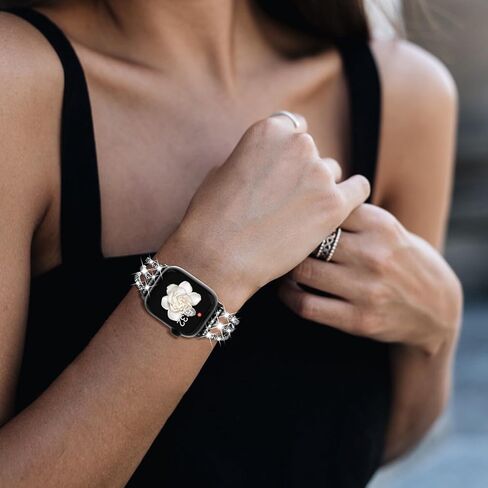 Fullife متوافق مع نطاقات Apple Watch للنساء ، Crystal Diamond Bling Metal Link Bracelet Steel Strap Series Apple Watch Series 10 42mm ، 9/8/7 41mm ، SE2/SE/6/5/4 40 مم IWATCH ، 3/2/1 38 مم (الفضة ) in Kuwait