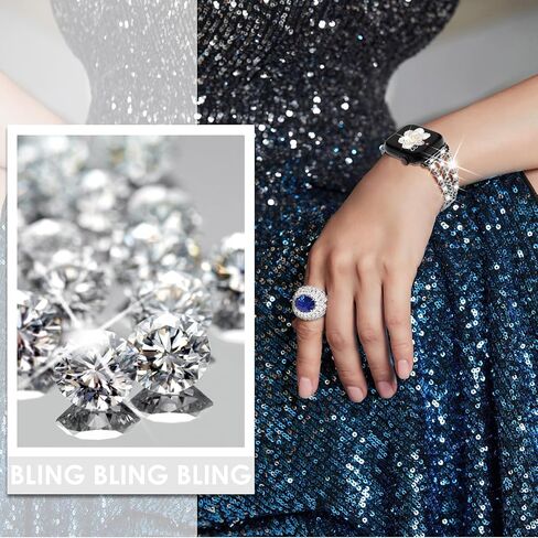 Fullife متوافق مع نطاقات Apple Watch للنساء ، Crystal Diamond Bling Metal Link Bracelet Steel Strap Series Apple Watch Series 10 42mm ، 9/8/7 41mm ، SE2/SE/6/5/4 40 مم IWATCH ، 3/2/1 38 مم (الفضة ) in Kuwait