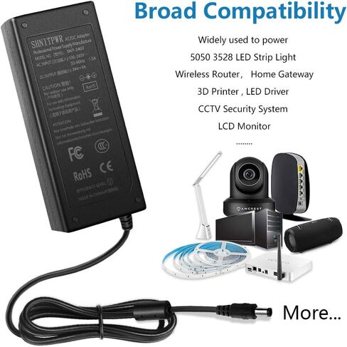 SHNITPWR 24V 3A DC محول التيار الكهربائي AC 100V ~ 240V إلى DC 24 فولت 3 أمبير 72 وات محول محول 5.5 × 2.5 مم قابس لـ 5050 3528 شريط ضوء LED طابعة ثلاثية الأبعاد سائق LED CCTV نظام أمان شاشة LCD in Saudi Arabia