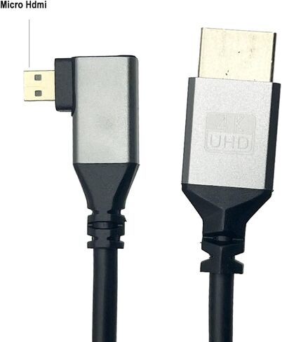 Seadream 4k Coiled Micro HDMI Cable;Left Angled Coiled Spring Micro HDMI to Full HDMI Male to Male Cable - Stretched Length 50cm to 240cm - Supports Ethernet, 3D 4K 1080P(Left Angled) in Kuwait