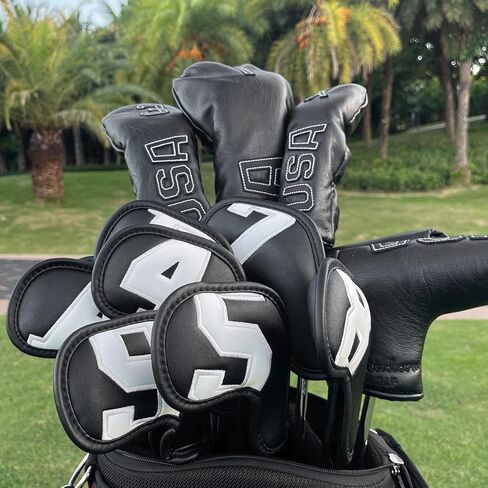 أغطية حديد الجولف Montale 10 قطع، أغطية رأس حديد الجولف، أغطية حديد الجولف الجلدية مجموعة أغطية رأس حديد الجولف الملونة، أغطية رأس نادي الجولف للحديد المخصص وغير المخصص in Kuwait