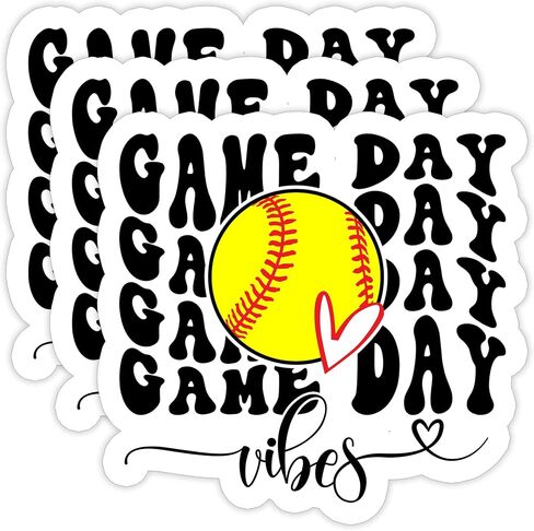 (3PCS) Softball With Heart Sticker Softball Stickers Decals, Sport Stickers, Gift for Softball Players, Softball Team – Waterproof Vinyl Decal for Books Laptop Phones Tumblers Water Bottles 3 x 3 Inch in Kuwait