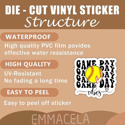 (3PCS) Softball With Heart Sticker Softball Stickers Decals, Sport Stickers, Gift for Softball Players, Softball Team – Waterproof Vinyl Decal for Books Laptop Phones Tumblers Water Bottles 3 x 3 Inch in Kuwait