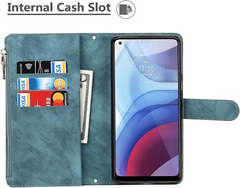 iCoverCase for Motorola Moto G Power 2021 Wallet Case with Card Holder, Kickstand Feature PU Leather Case with Adjustable Crossbody Lanyard Magnetic Clasp Zipper Pocket Flip Cover (Purple) in Kuwait