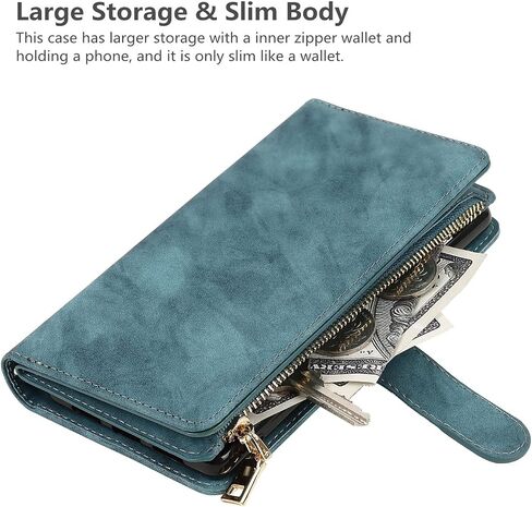 iCoverCase for Motorola Moto G Power 2021 Wallet Case with Card Holder, Kickstand Feature PU Leather Case with Adjustable Crossbody Lanyard Magnetic Clasp Zipper Pocket Flip Cover (Purple) in Kuwait
