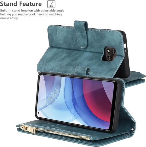 iCoverCase for Motorola Moto G Power 2021 Wallet Case with Card Holder, Kickstand Feature PU Leather Case with Adjustable Crossbody Lanyard Magnetic Clasp Zipper Pocket Flip Cover (Purple) in Kuwait