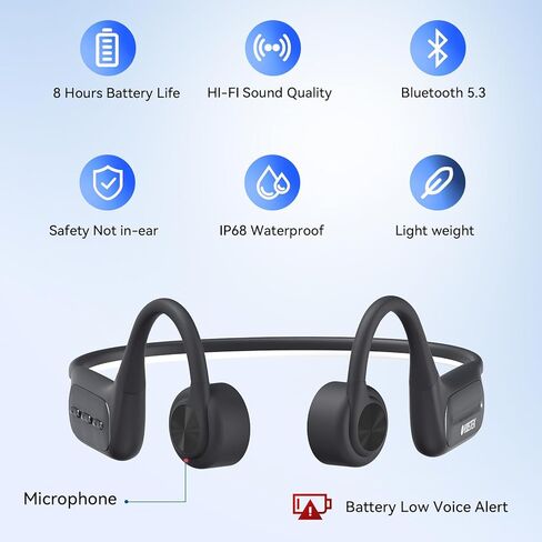 سماعات توصيل العظام ، IP68 مقاومة للماء للسباحة ، تخزين محلي 32 جيجابايت ، بلوتوث 5.3 ، ميكروفون مدمج ، أذال لاسلكية مقاومة للعروع مع تبديل تلقائي سلس بين جهازين ، أزرق in Kuwait