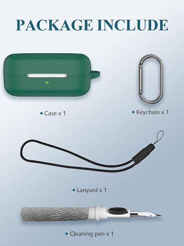 علبة Sony WF-C510 حقًا سماعات سماعات الأذن اللاسلكية اللاسلكية ، قشرة صدمة خدش محمولة للسيليكون الناعم مع مجموعة نظافة و Carabiner & Lanyard ， Black in Kuwait