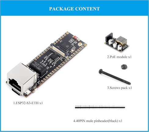 ESP32-S3 ETH Development Board, 10/100Mbps RJ45 Ethernet Port, 240MHz Dual Core Processor, Onboard Type-C Port & TF Card Slot, Support W-Fi&BLEÐ Communication, with POE Module and OV2640 Camera in Kuwait