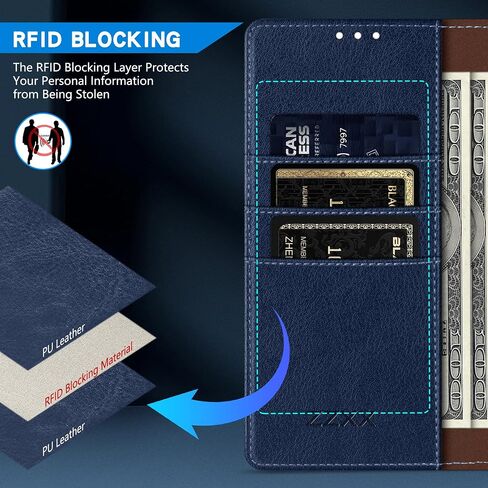 ZZXX for Motorola Moto G Play 2024 Wallet Case with [RFID Blocking] Card Slot Kickstand Magnetic Closure Leather Flip Fold Protective Phone Case for Moto G Play 2024 Case Wallet(Lake Blue-6.5 inch) in Saudi Arabia