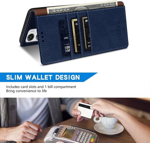 ZZXX for Motorola Moto G Play 2024 Wallet Case with [RFID Blocking] Card Slot Kickstand Magnetic Closure Leather Flip Fold Protective Phone Case for Moto G Play 2024 Case Wallet(Lake Blue-6.5 inch) in Saudi Arabia