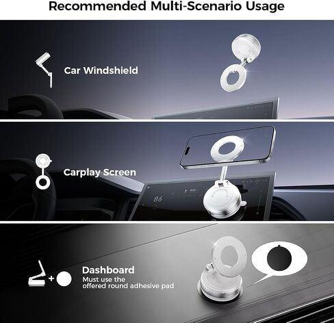 Vacuum Suction Magnetic Phone Holder, Strong Suction Magnetic Car Phone Holder Mount Foldable Phone Stand for iPhone16/15/14/13/12, Mirror/Glass/Screen(Not Charge Phone) in Saudi Arabia