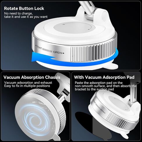 Vacuum Suction Magnetic Phone Holder, Strong Suction Magnetic Car Phone Holder Mount Foldable Phone Stand for iPhone16/15/14/13/12, Mirror/Glass/Screen(Not Charge Phone) in Saudi Arabia