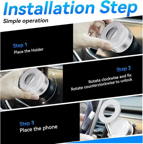Vacuum Suction Magnetic Phone Holder, Strong Suction Magnetic Car Phone Holder Mount Foldable Phone Stand for iPhone16/15/14/13/12, Mirror/Glass/Screen(Not Charge Phone) in Saudi Arabia