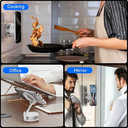 Vacuum Suction Magnetic Phone Holder, Strong Suction Magnetic Car Phone Holder Mount Foldable Phone Stand for iPhone16/15/14/13/12, Mirror/Glass/Screen(Not Charge Phone) in Saudi Arabia