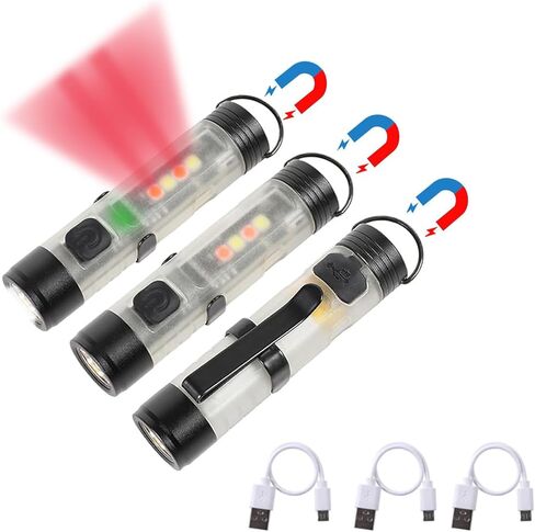 Rechargeable Keychain Flashlight, 300 Lumens USB C Rechargeable EDC Gadget, Portable Small Mini Led Flashlight with Pocket Clip for Camping, Hiking, Emergencies, Gift, Glow in Dark (1 Pack) in Kuwait