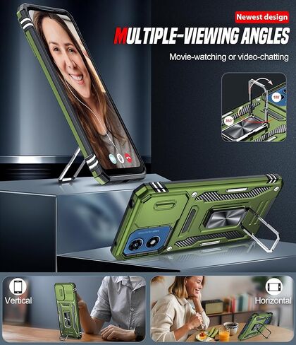 LeYi for Motorola G Play-2024 Case: Moto G Play Case with Magnetic Metal Ring Kickstand & Slide Camera Cover, Heavy Duty Military-Grade Shockproof for Moto G Play 2024 Case, Navy Blue in Kuwait