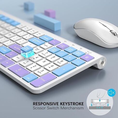 JOYACCESS 2.4GHz Wireless Keyboard Mouse Combo, Ergonomic Wireless Computer Keyboard Compatible with Win 7/8/10, MacBook Pro/Air, Laptop, PC - Black in Kuwait