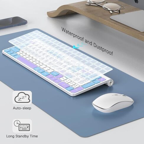 JOYACCESS 2.4GHz Wireless Keyboard Mouse Combo, Ergonomic Wireless Computer Keyboard Compatible with Win 7/8/10, MacBook Pro/Air, Laptop, PC - Black in Kuwait